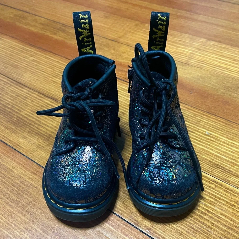 Dr Marten Sparkly Black Infant Boots Size 4